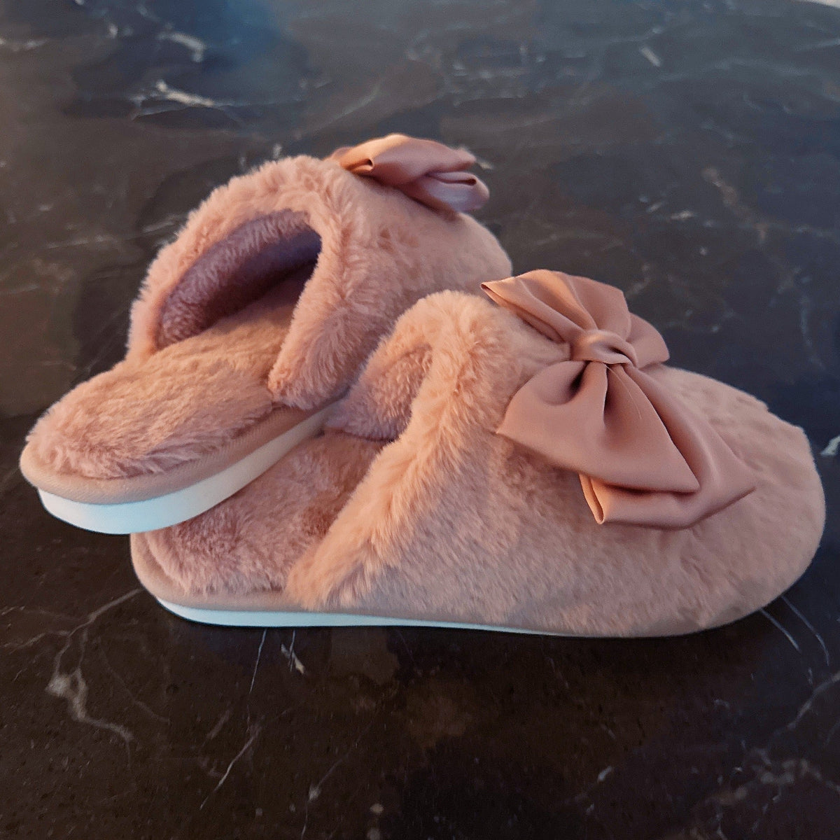 Satin & Fur Lounge Slippers