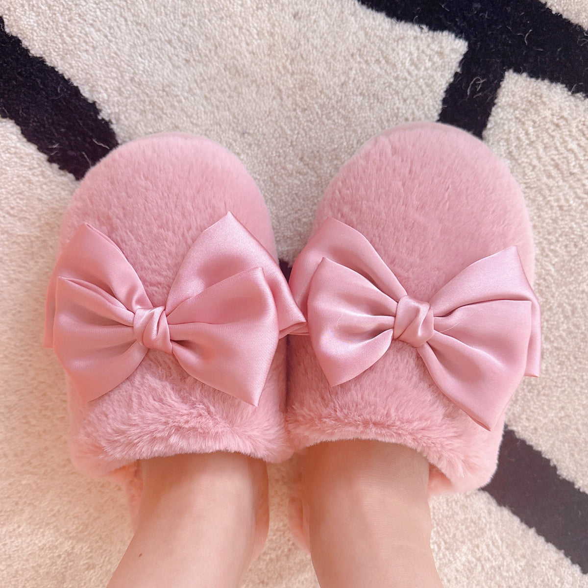 Satin & Fur Lounge Slippers