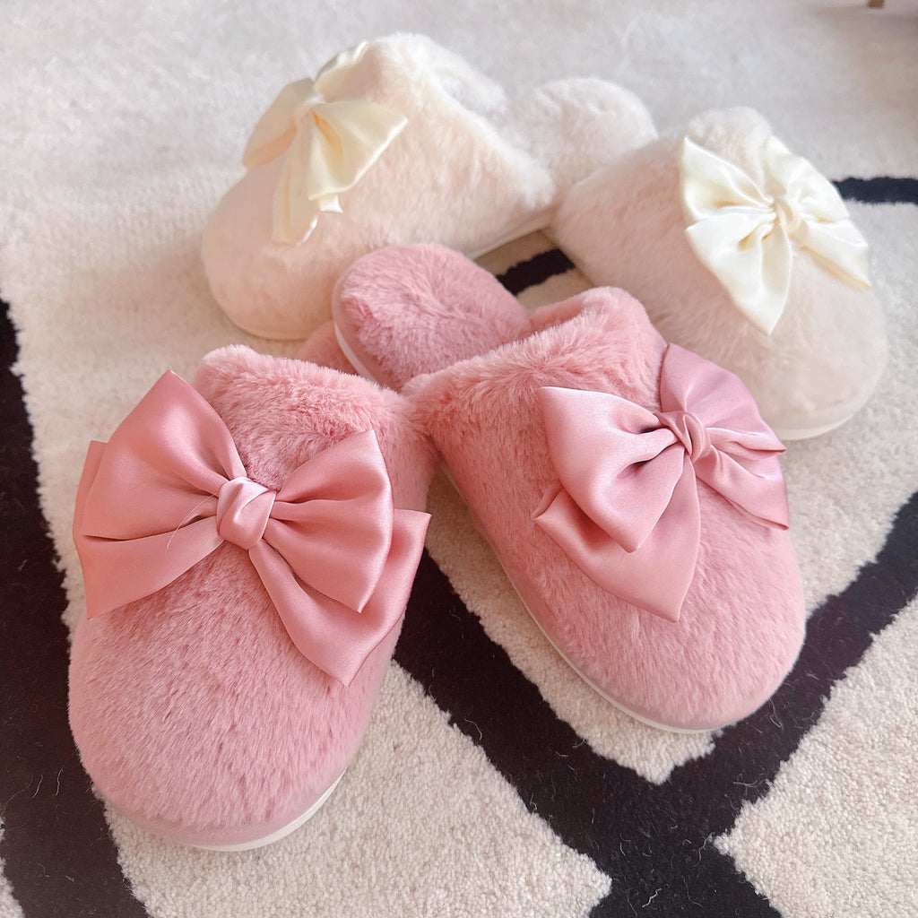 Satin & Fur Lounge Slippers