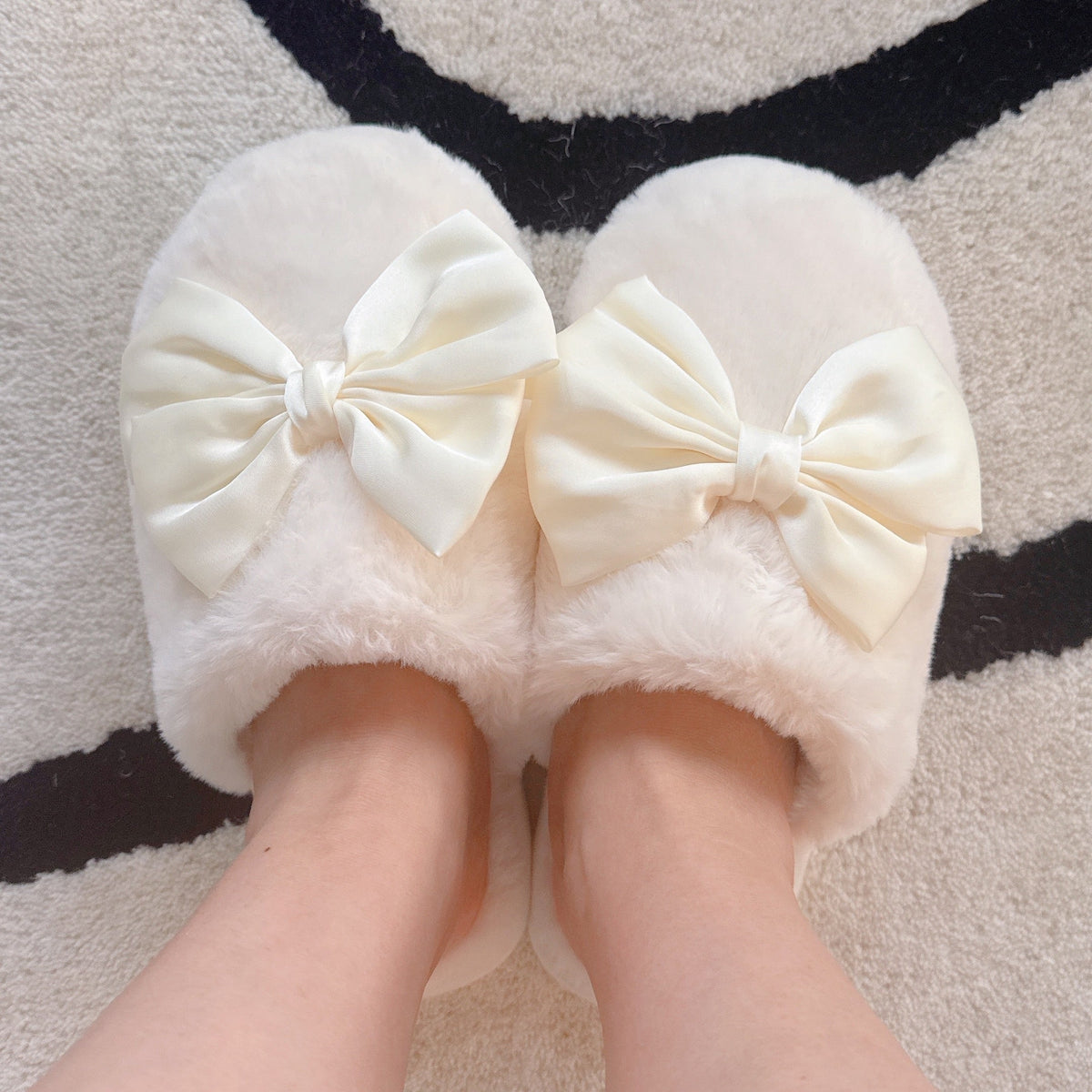 Satin & Fur Lounge Slippers