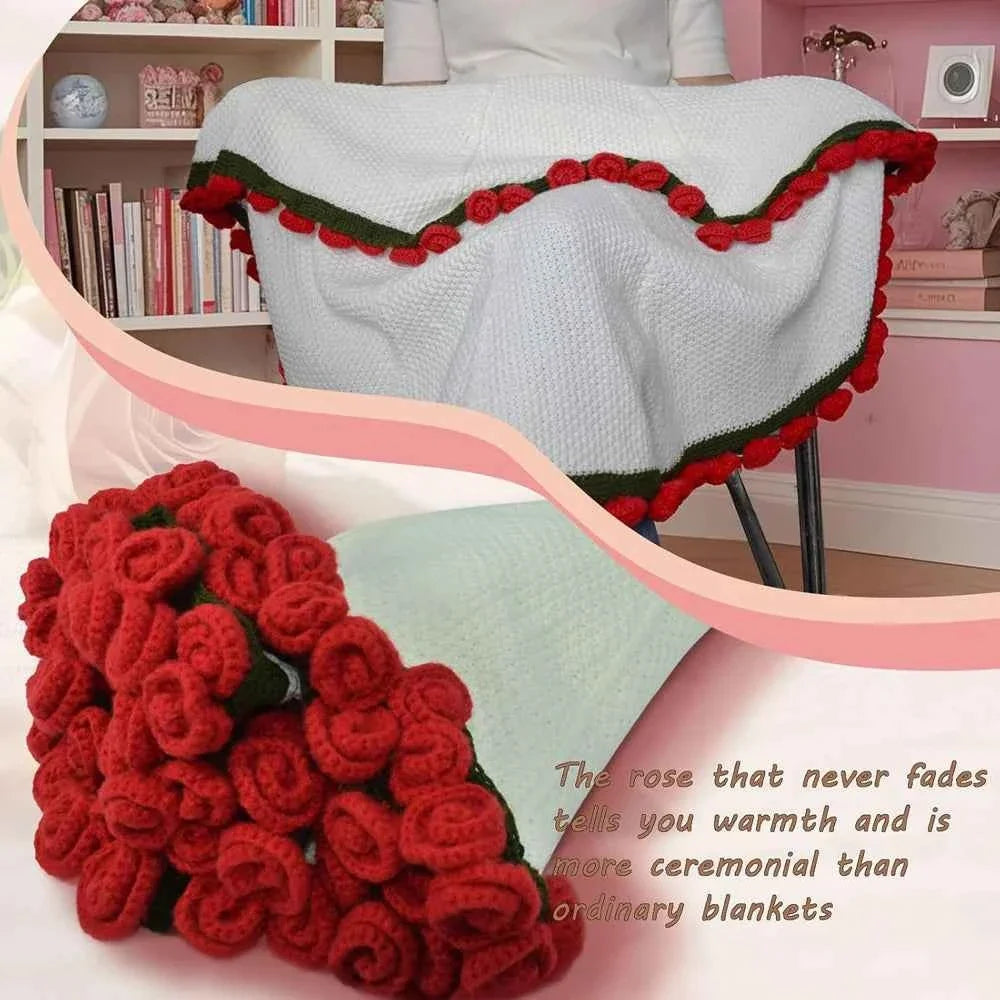 Flower Bouquet Knitted Throw Blanket