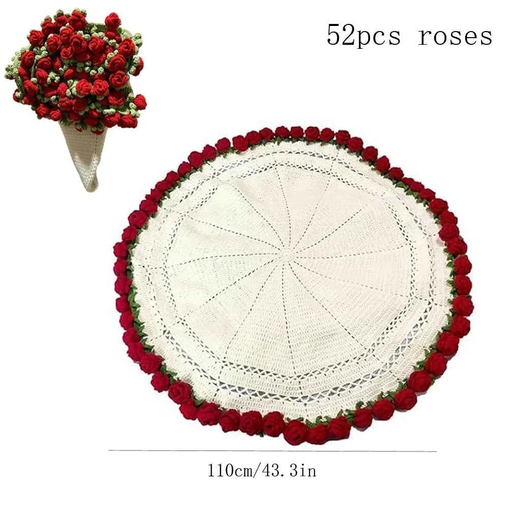 Flower Bouquet Knitted Throw Blanket