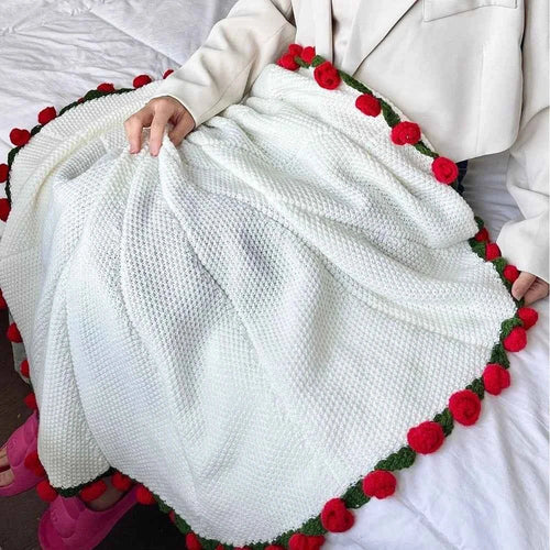 Flower Bouquet Knitted Throw Blanket