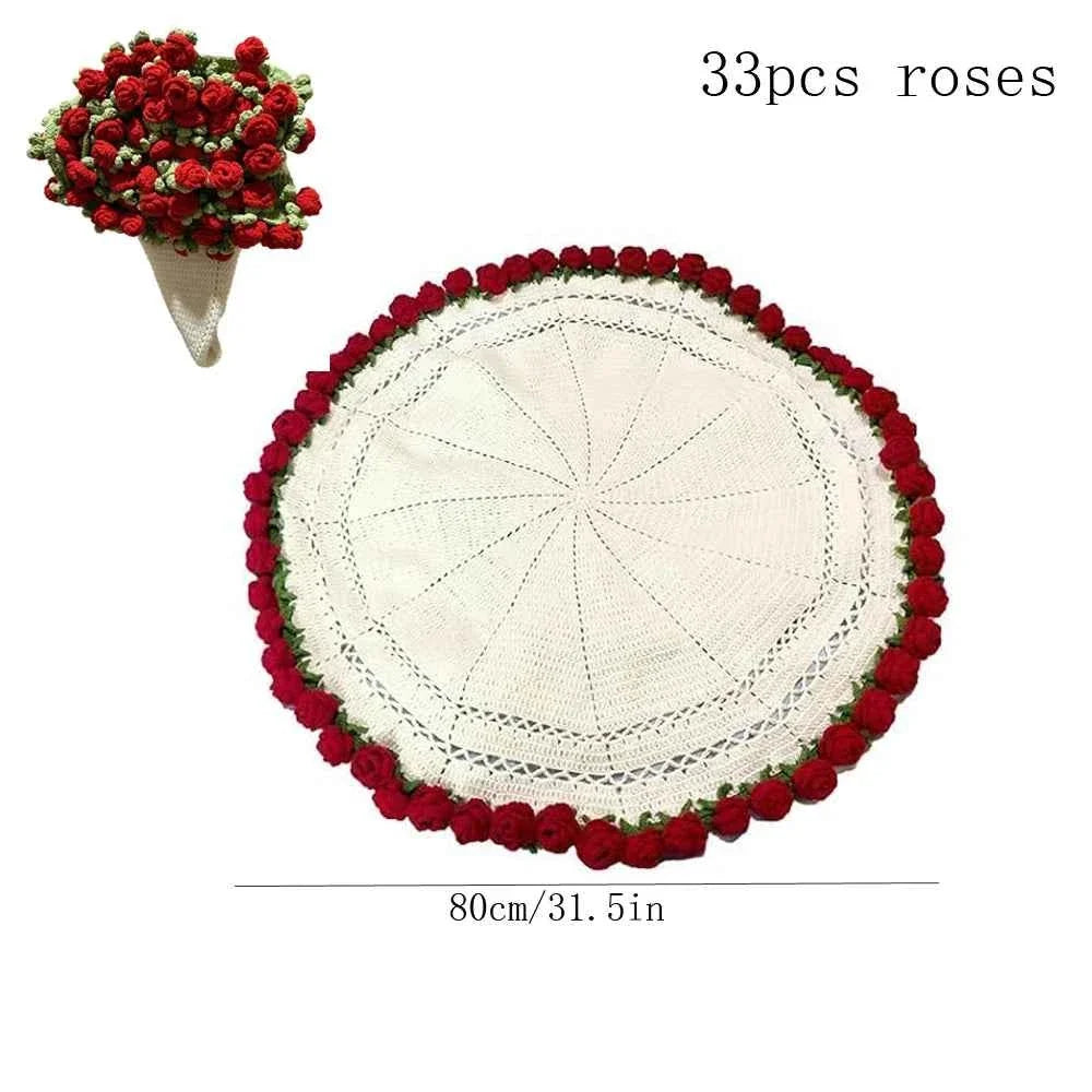 Flower Bouquet Knitted Throw Blanket