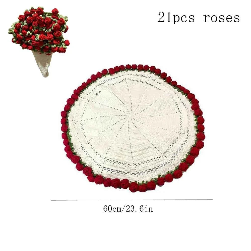 Flower Bouquet Knitted Throw Blanket