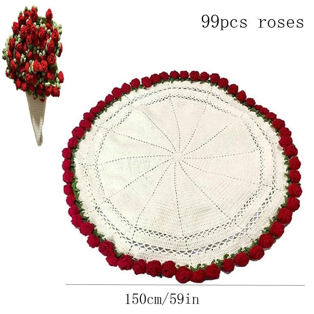 Flower Bouquet Knitted Throw Blanket