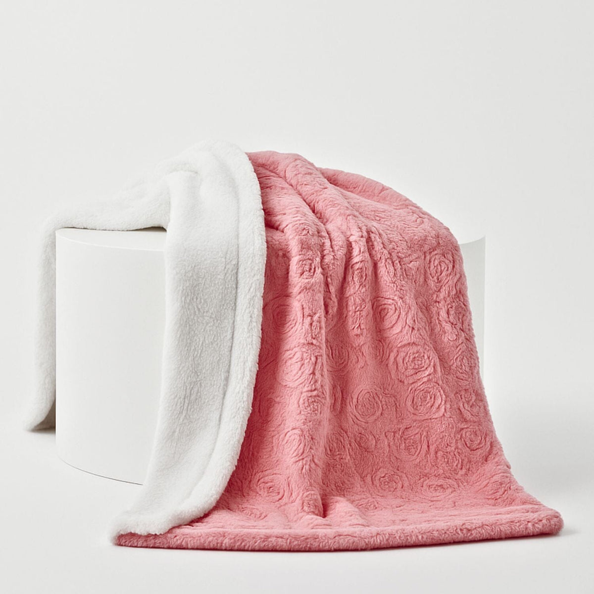 Pink Rose Sherpa Throw Blanket
