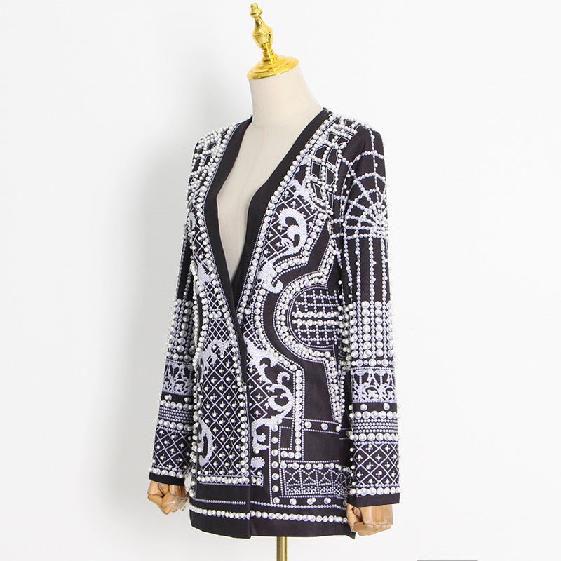 Pearl & Bead Embellished Luxury Blazer