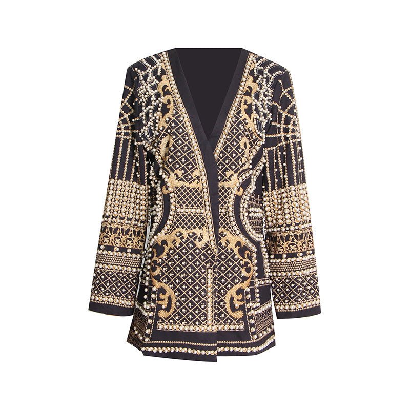 Pearl & Bead Embellished Luxury Blazer
