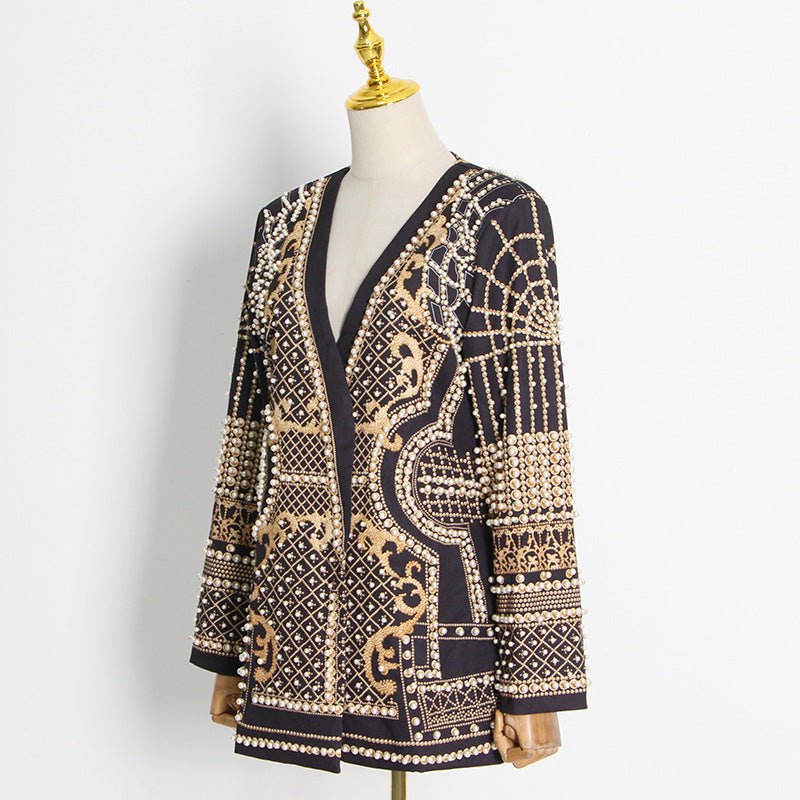 Pearl & Bead Embellished Luxury Blazer