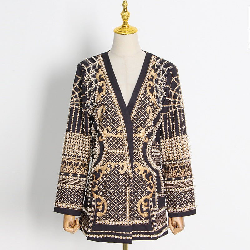 Pearl & Bead Embellished Luxury Blazer