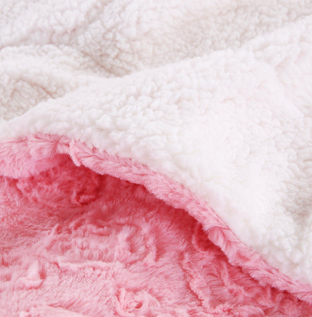 Pink Rose Sherpa Throw Blanket
